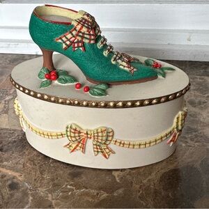 Vintage Jane Asher Willow Hall Christmas Trinket Box Shoe